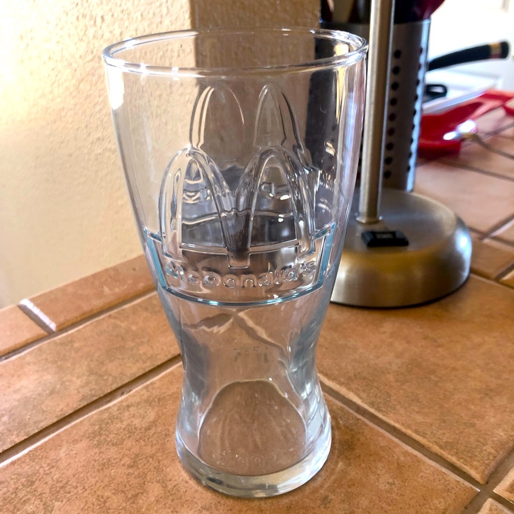 Vintage 1992 McDonald's Raised Design Logo Clear Fountain Glass